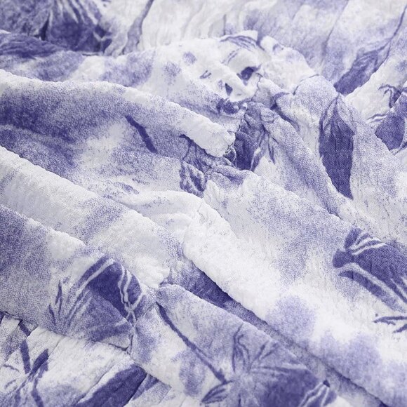 Plus Size Boho Floral Milkmaid Dress Linen Square Neck Flutter Sleeve - Picture 6 of 6